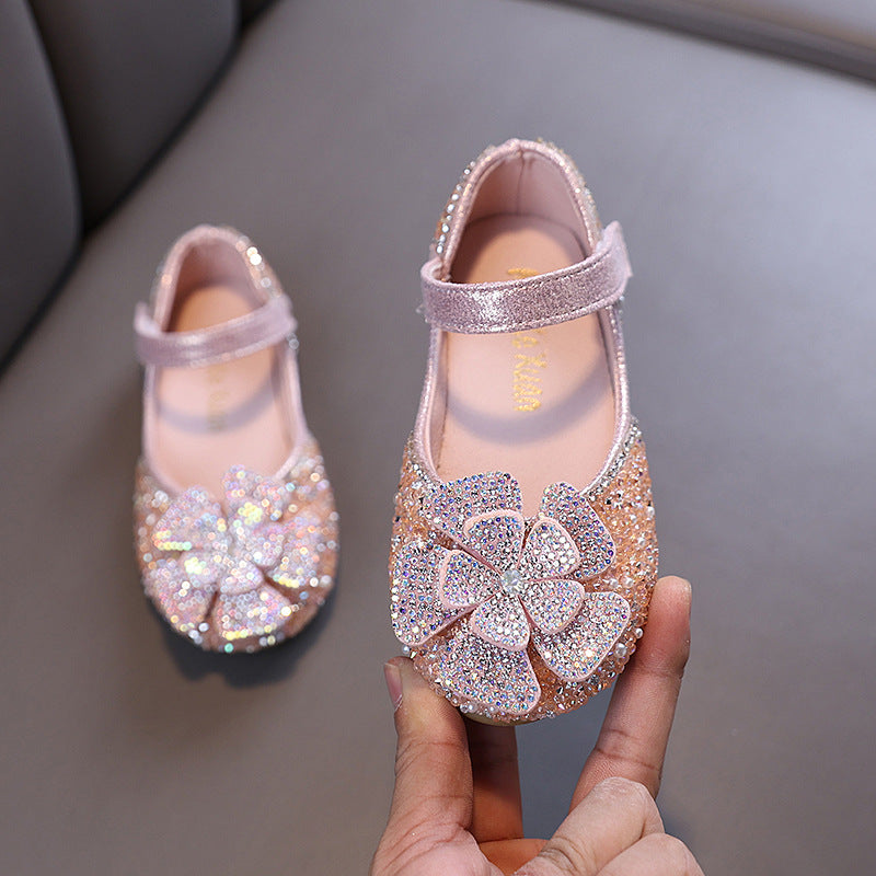 1 year old baby shoes, flower cute dance shoes, performance girl princess diamond shoes