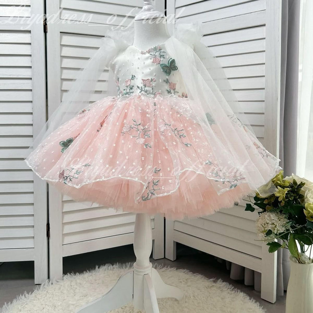 Embroidered Puffy Mesh Tutu Party Dress for Girls Princess | KLFFIGID