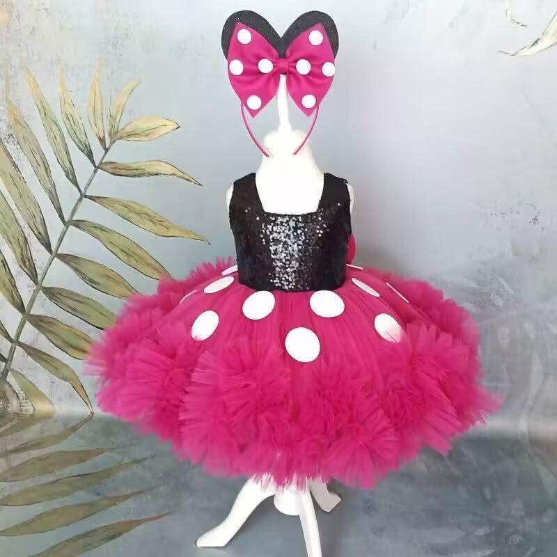 Girls Polka Dot Suspender Tutu Dress with Asymmetric Hem | KLFFIGID