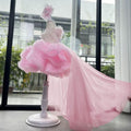 Pink Trailing Pearl Mesh Fluffy Princess Dress for Girls | KLFFIGID
