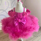 Rose Red Suspender Mesh Girls Princess Dress | KLFFIGID