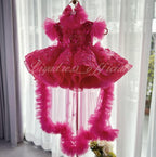 Flutter Sleeve Butterfly Tail Fluffy Girls Birthday Princess Dress | KLFFIGID