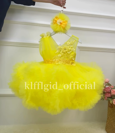 Girl's 1st Birthday Floral Wedding Party Dress | KLFFIGID