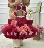Toddlers Birthday dress Pageant gowns for girls Burgundy Christmas dress  | KLFFLGID
