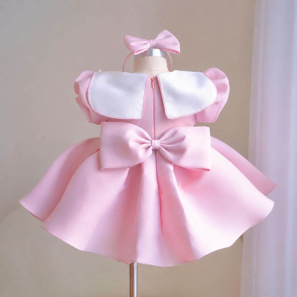 First Birthday Dress Wedding Flower Girl Dress Elegant Satin Ball Gown｜KLFFIGID