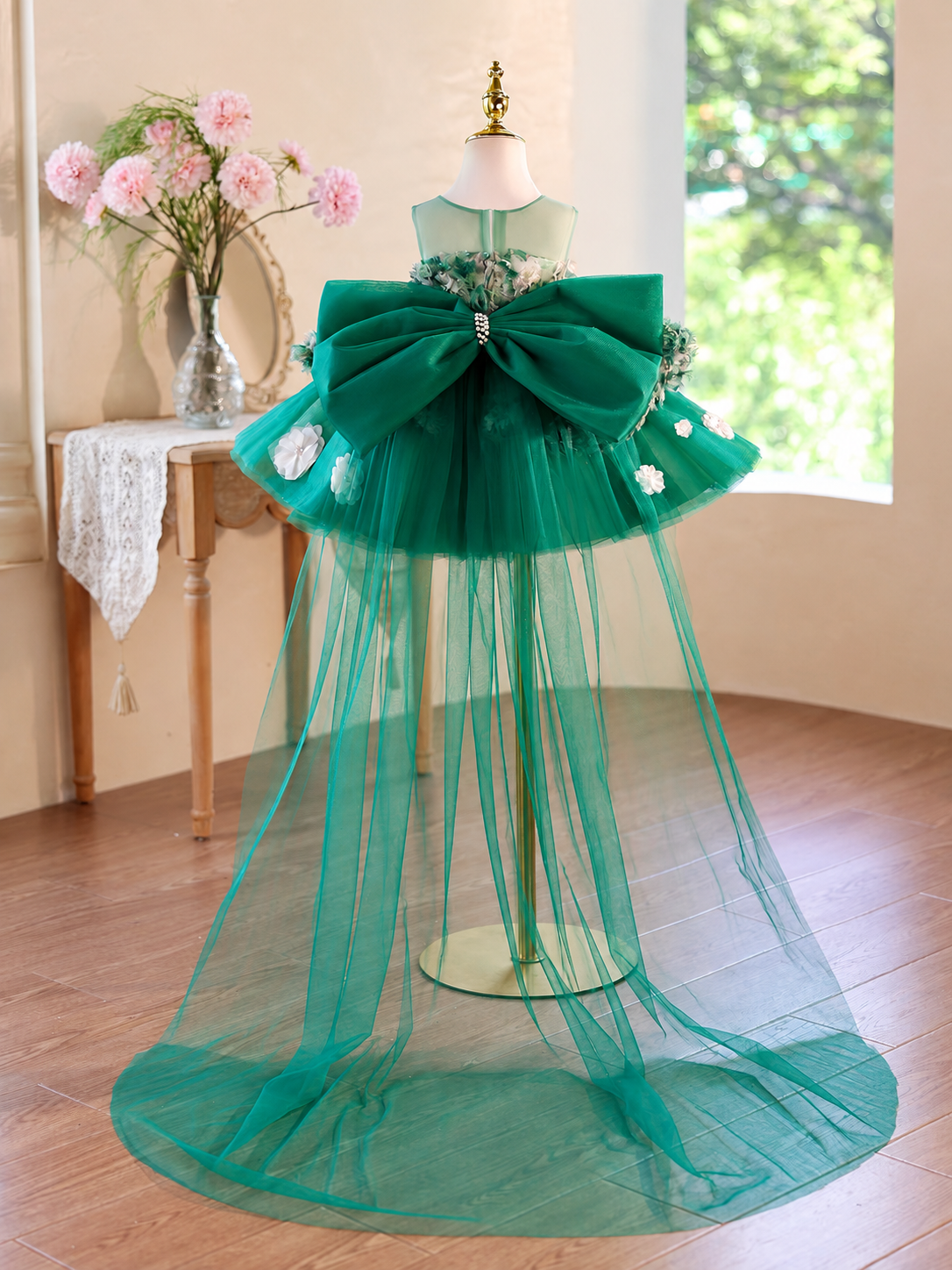 Green Christmas dress for girls Baby's Birthday Dress Pageant Gown｜KLFFIGID