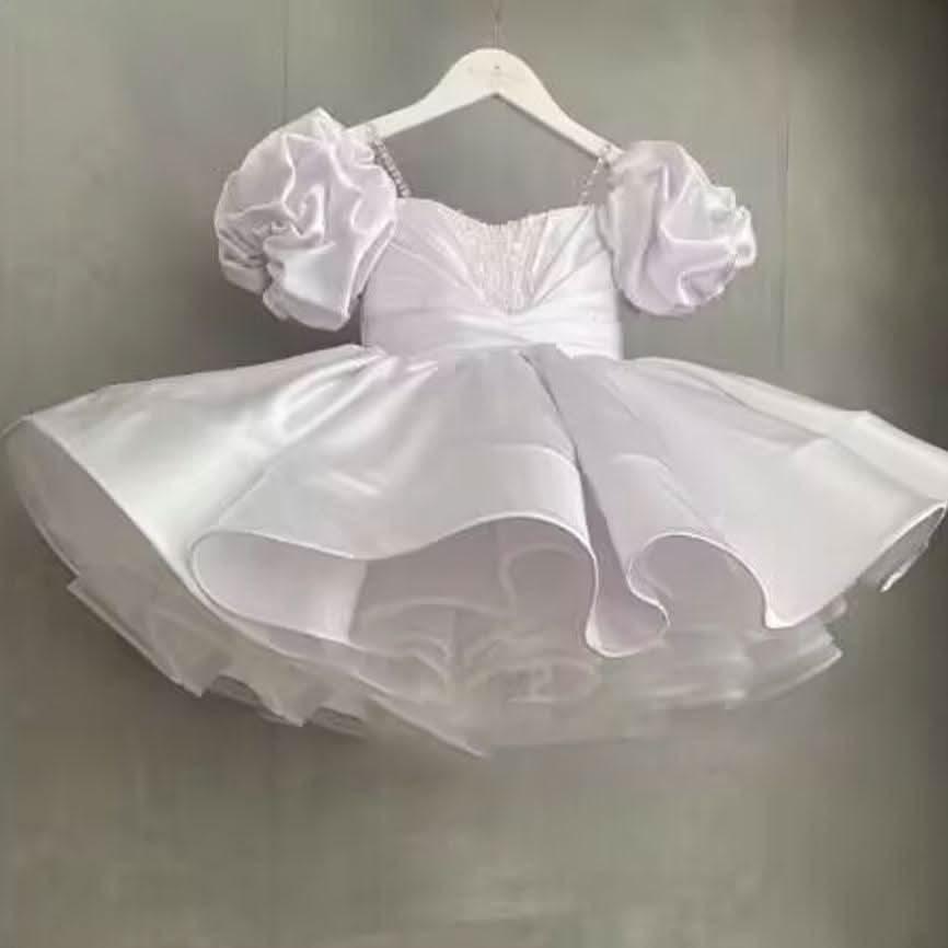 Pink Puff Sleeve Girls Princess Birthday Dress | KLFFIGID