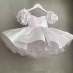 Pink Puff Sleeve Girls Princess Birthday Dress | KLFFIGID