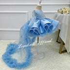 Infant Satin Sequin Dress Tulle Train Birthday Party Evening Wedding Princess | KLFFLGID