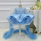 Infant Satin Sequin Dress Tulle Train Birthday Party Evening Wedding Princess | KLFFLGID