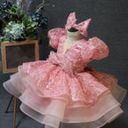 Baby Girl Puff Sleeve Sequin Lace Tulle Dress Birthday Party Wedding Princess | KLFFLGID