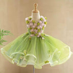 Flower Fairy Mesh Tulle Birthday Party Wedding Pageant Princess dress | KLFFLGID