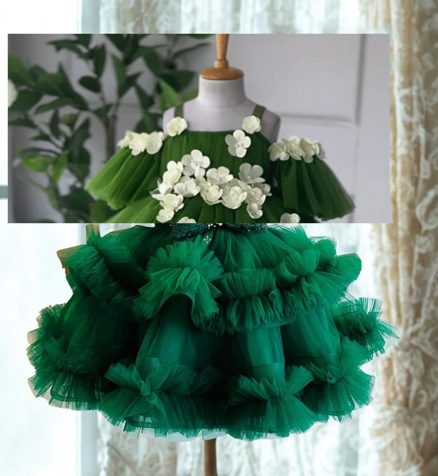 Kids Floral Spaghetti Strap Puffy Dress Birthday Party Wedding Pageant | KLFFLGID