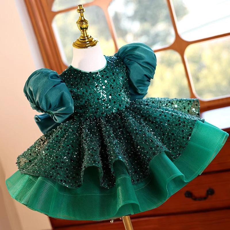 Sequin Puff Sleeve Tulle Dress Birthday Party Stage Evening Wedding Princess  | KLFFLGID