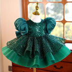 Sequin Puff Sleeve Tulle Dress Birthday Party Stage Evening Wedding Princess  | KLFFLGID