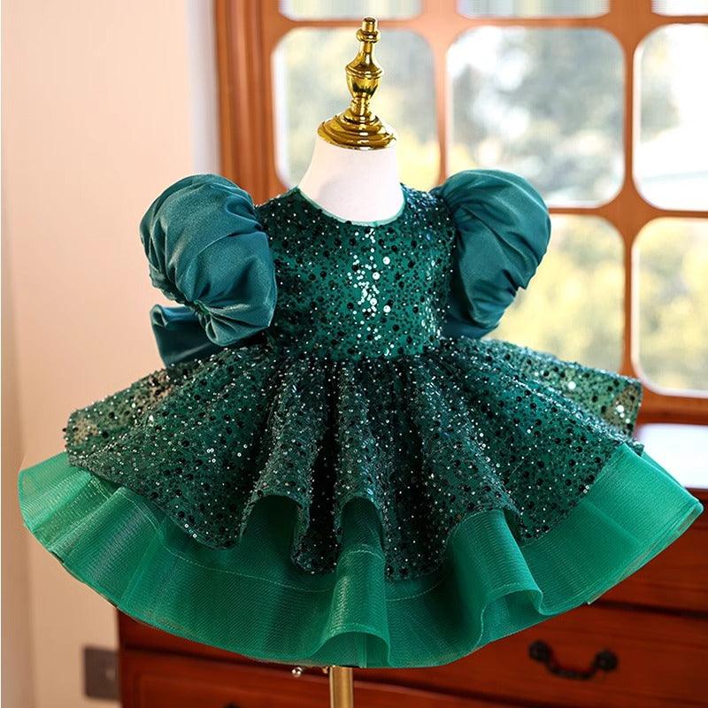 Sequin Puff Sleeve Tulle Dress Birthday Party Stage Evening Wedding Princess  | KLFFLGID