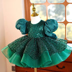 Sequin Puff Sleeve Tulle Dress Birthday Party Stage Evening Wedding Princess  | KLFFLGID