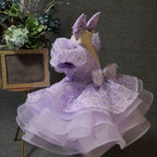 Baby Girl Puff Sleeve Sequin Lace Tulle Dress Birthday Party Wedding Princess | KLFFLGID