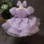 Baby Girl Puff Sleeve Sequin Lace Tulle Dress Birthday Party Wedding Princess | KLFFLGID