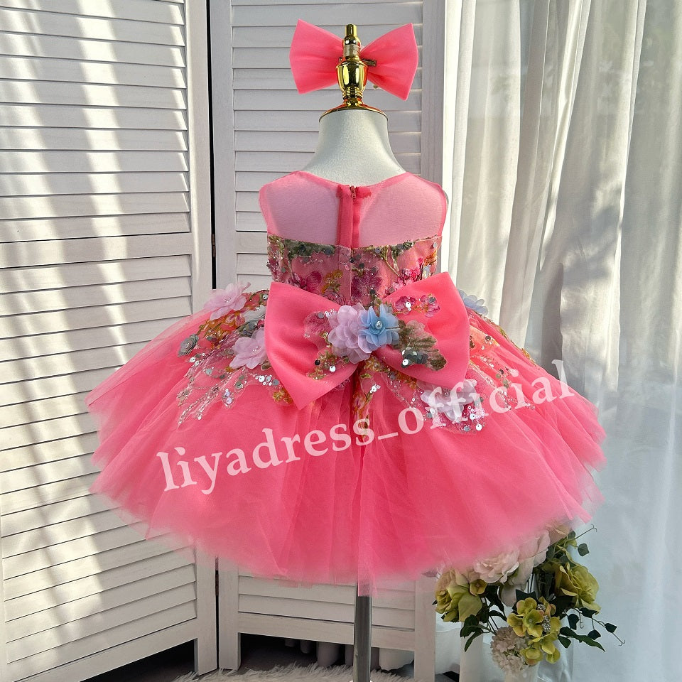 3D Floral Embroidered Birthday Party Wedding Pageant Princess dress | KLFFLGID