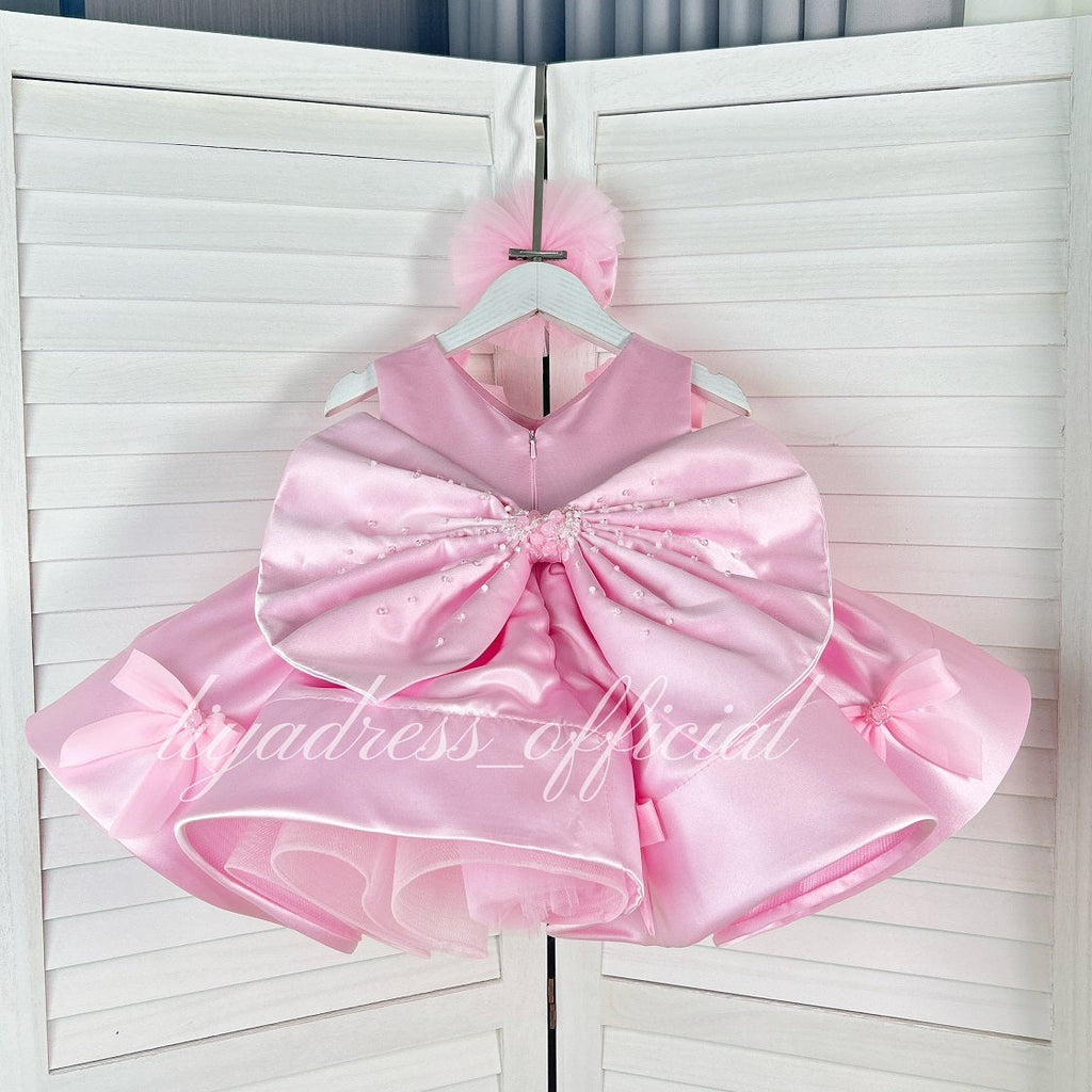 Sleeveless Satin Bow Tulle Dress Birthday Party Stage Evening Princess | KLFFLGID