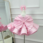 Sleeveless Satin Bow Tulle Dress Birthday Party Stage Evening Princess | KLFFLGID