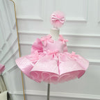 Sleeveless Satin Bow Tulle Dress Birthday Party Stage Evening Princess | KLFFLGID