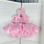 Sleeveless Satin Bow Tulle Dress Birthday Party Stage Evening Princess | KLFFLGID