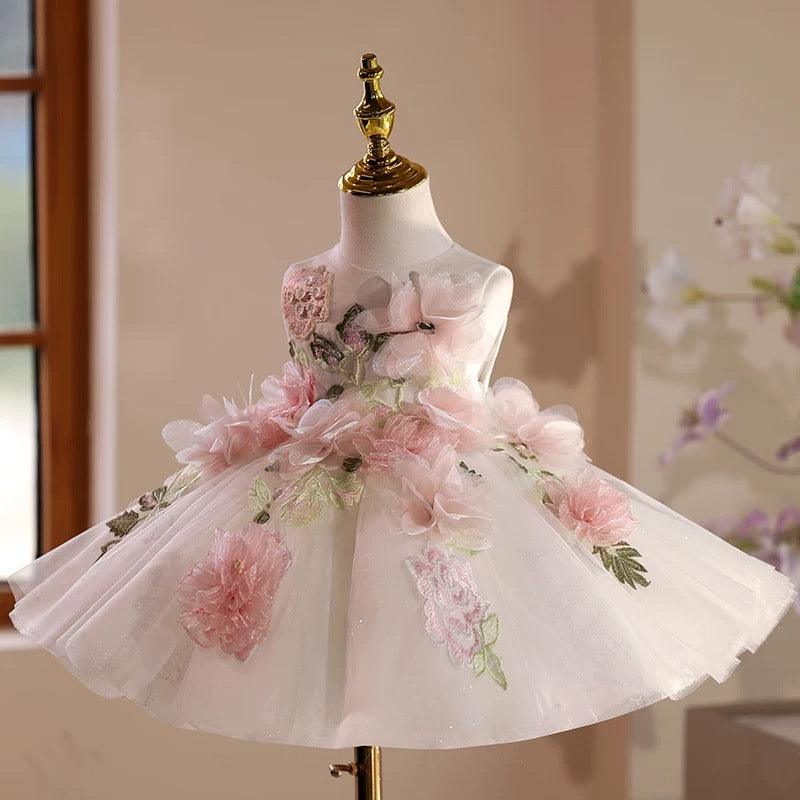 Baby Girl 3D Flower Tulle Tutu Dress & Headband | KLFFLGID