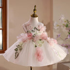 Baby Girl 3D Flower Tulle Tutu Dress & Headband | KLFFLGID