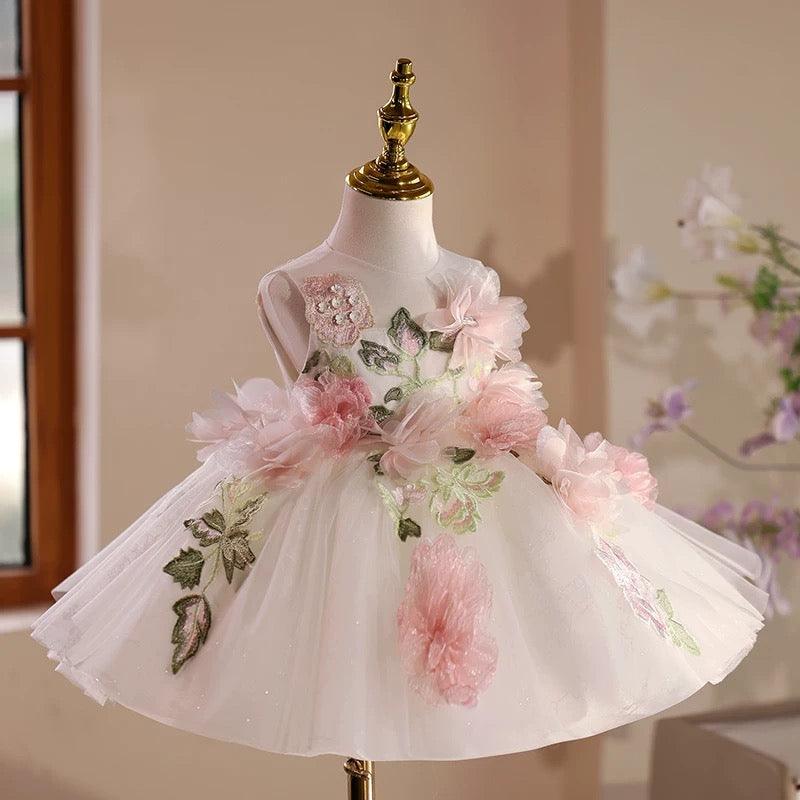 Baby Girl 3D Flower Tulle Tutu Dress & Headband | KLFFLGID