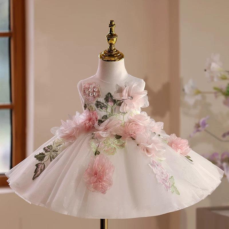 Baby Girl 3D Flower Tulle Tutu Dress & Headband | KLFFLGID