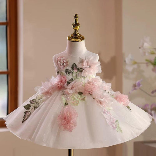 Baby Girl 3D Flower Tulle Tutu Dress & Headband | KLFFLGID