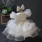Baby Girl Puff Sleeve Sequin Lace Tulle Dress Birthday Party Wedding Princess | KLFFLGID