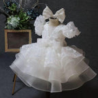 Baby Girl Puff Sleeve Sequin Lace Tulle Dress Birthday Party Wedding Princess | KLFFLGID