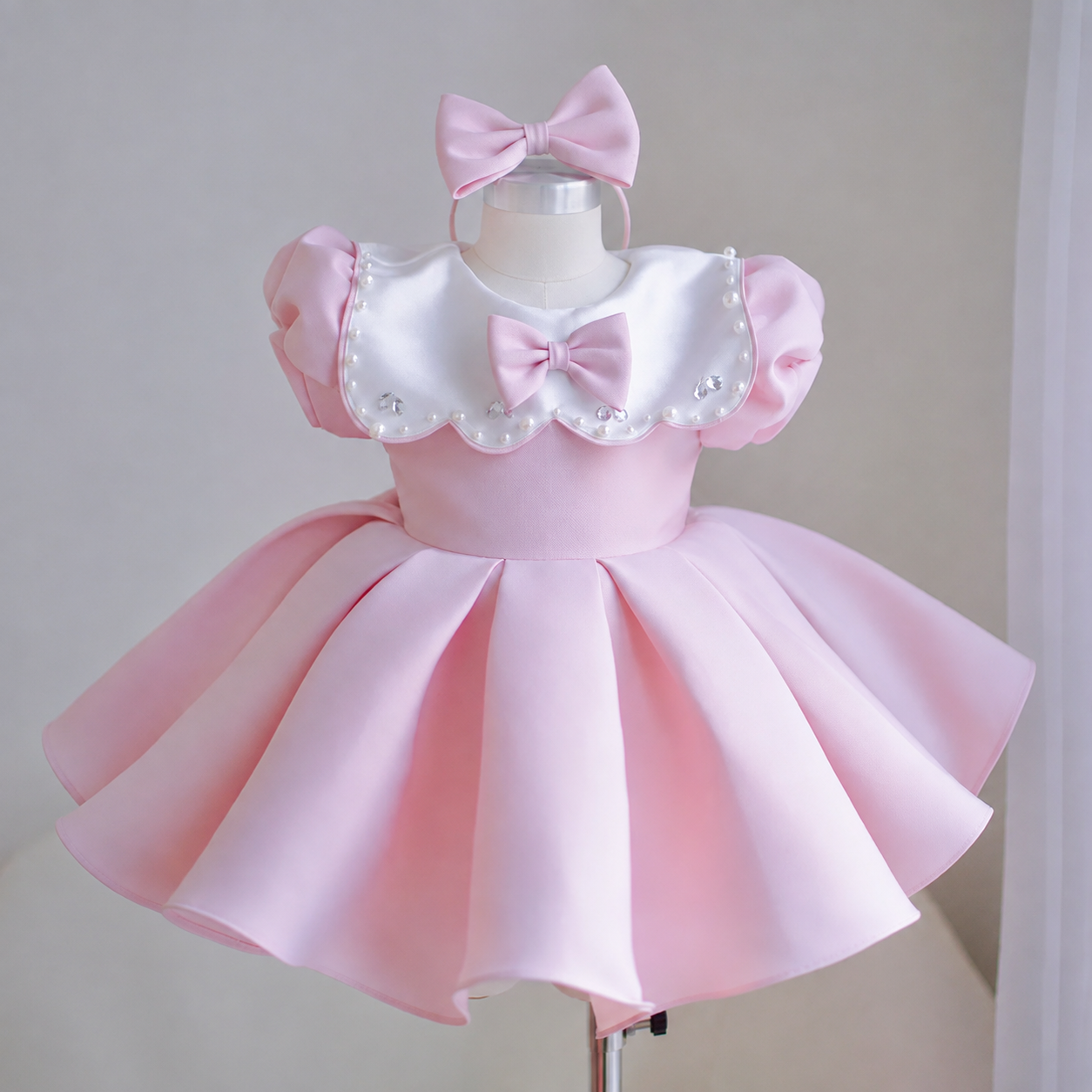 First Birthday Dress Wedding Flower Girl Dress Elegant Satin Ball Gown｜KLFFIGID