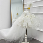 KLFFLGID Long slveeve Sequin train birthday party Princess dress, customizable color and size