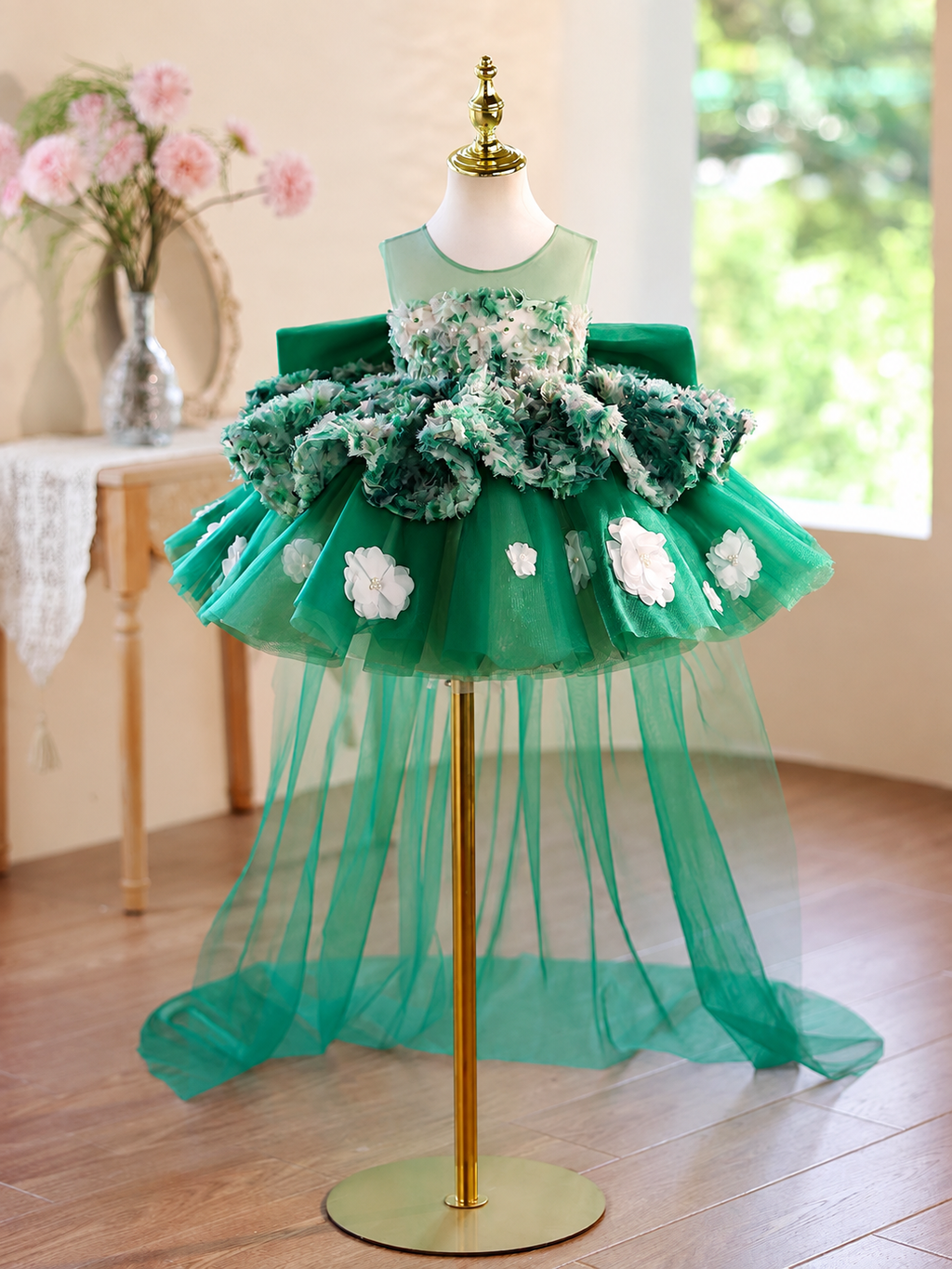 Green Christmas dress for girls Baby's Birthday Dress Pageant Gown｜KLFFIGID