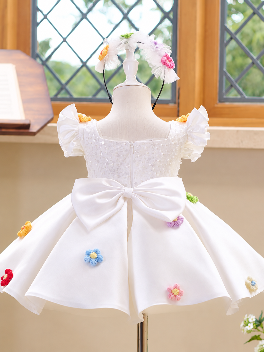Birthday Party Dress Girls Ball Gown Girls Flower Girl Dress with Bow｜KLFFIGID