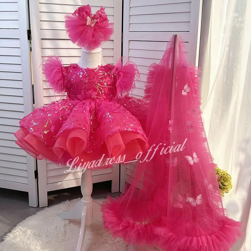 Baby First Birthday Bow Tail Princess Dress Party Frock | KLFFIGID