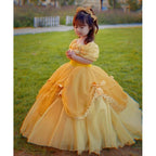 Baby Girl Puff Sleeve Ball Dress Flower Sash Birthday Party Princess Costume | KLFFLGID