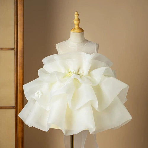 Chiffon Puff Sleeve Ruffle Princess Birthday Party Dress | KLFFLGID