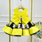 Toddler Girls Yellow Bee Daisy Satin Tutu Princess Birthday Party Dress | KLFFLGID