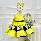Toddler Girls Yellow Bee Daisy Satin Tutu Princess Birthday Party Dress | KLFFLGID