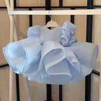 Baby Girl Chiffon Puff Sleeve Ruffle Princess Dress | KLFFLGID