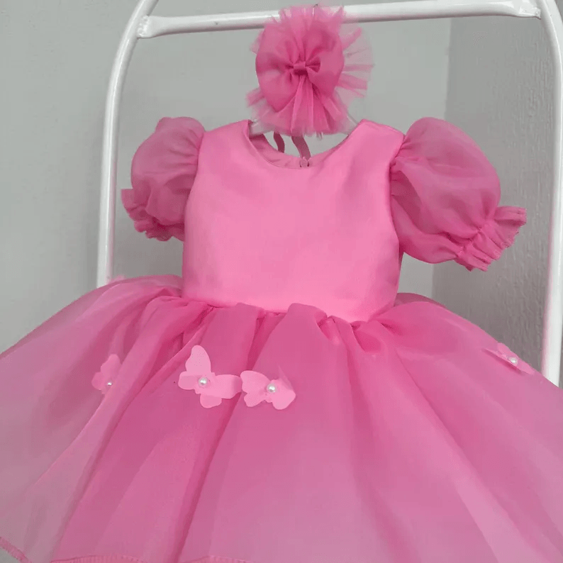 Puff Sleeve Butterfly Tulle Princess Birthday Party Dress | KLFFLGID
