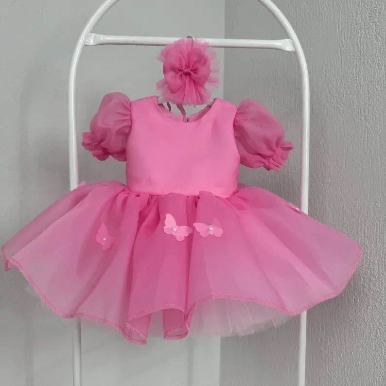 Puff Sleeve Butterfly Tulle Princess Birthday Party Dress | KLFFLGID