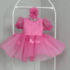 Puff Sleeve Butterfly Tulle Princess Birthday Party Dress | KLFFLGID