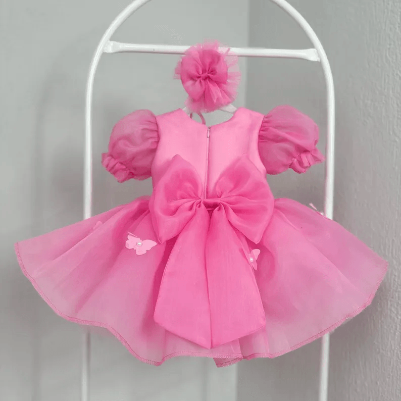 Puff Sleeve Butterfly Tulle Princess Birthday Party Dress | KLFFLGID