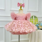 Pink Sequin Butterfly Tulle Princess Birthday Party Dress | KLFFLGID